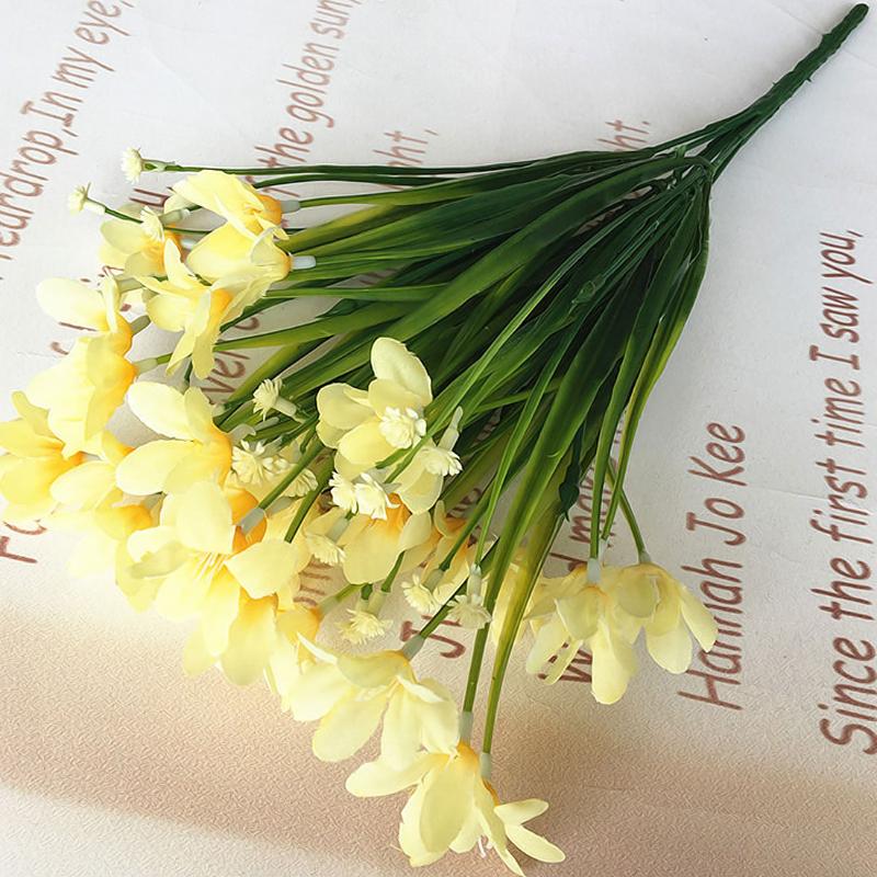 

Wedding Decoration Flower 1 Bunch Artificial Plastic Orchid Plant Fake Silk Flower Arrangement Home Decoration, Pink