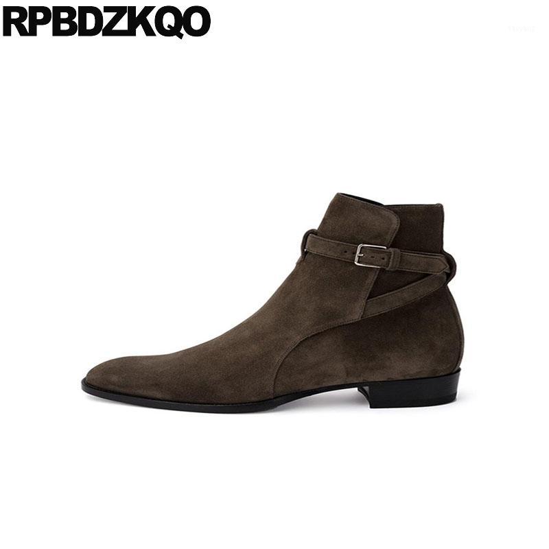 

booties vintage motorcycle boots men party fall plus size pointed toe winter european autumn fur shoes suede genuine leather1, Black