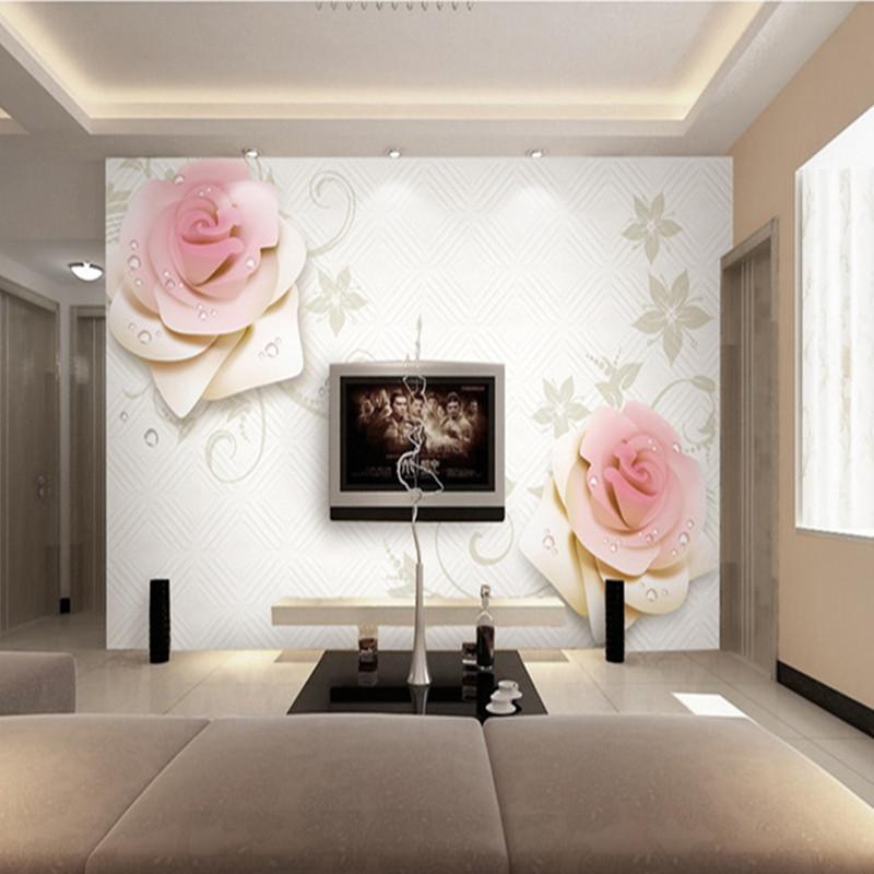 

Custom Photo Pink Rose Wallpapers Modern Walls Murals for Living Room Wall Papers for Walls 3D Background Home Decor Flowers, As picture