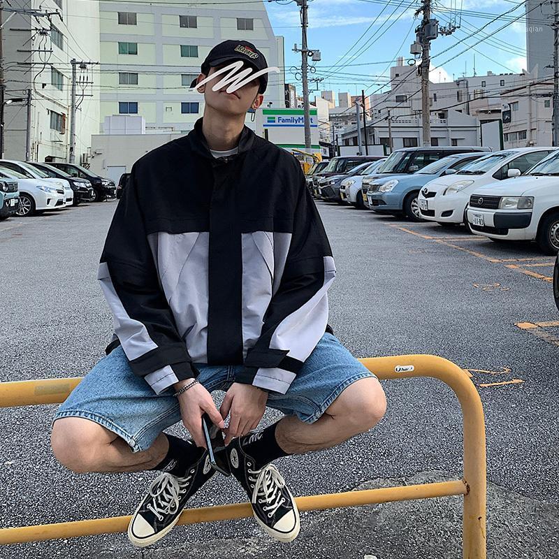

2020 Spring And Autumn New Original Stitching Hit Color Loose Sports Wind Jacket Fashion Casual Wild Jacket Coat Black -XL1