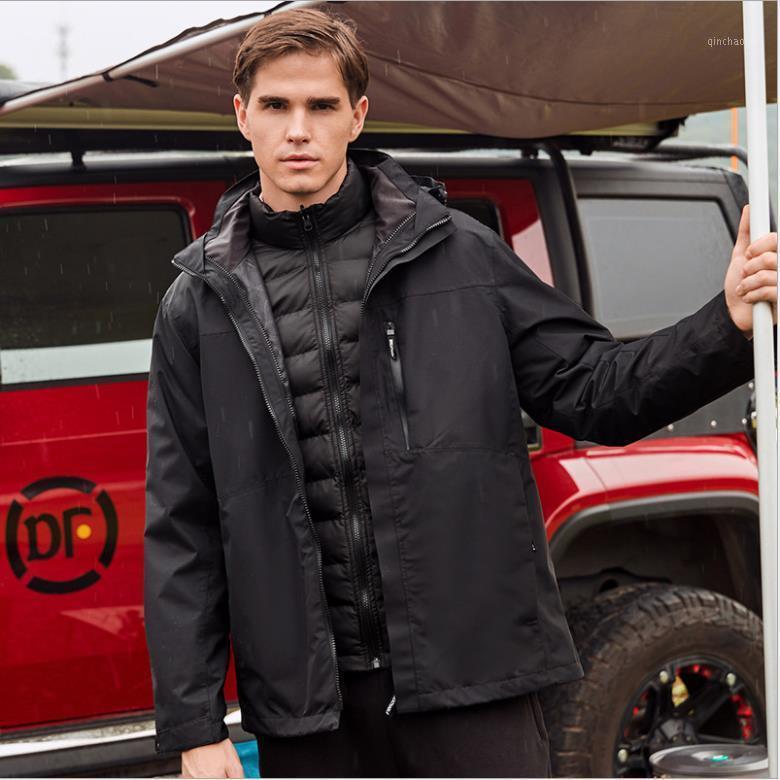 

Outdoor jacket three-in-one detachable two-piece suit for men and women liner down cotton winter custom mountaineering Unisex1, Ivory-man