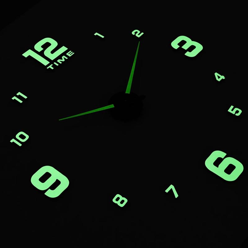 

DIY 3D Punch-Free Wall Clock Silent Quartz Luminous Decor Sticker Wall Night Clocks