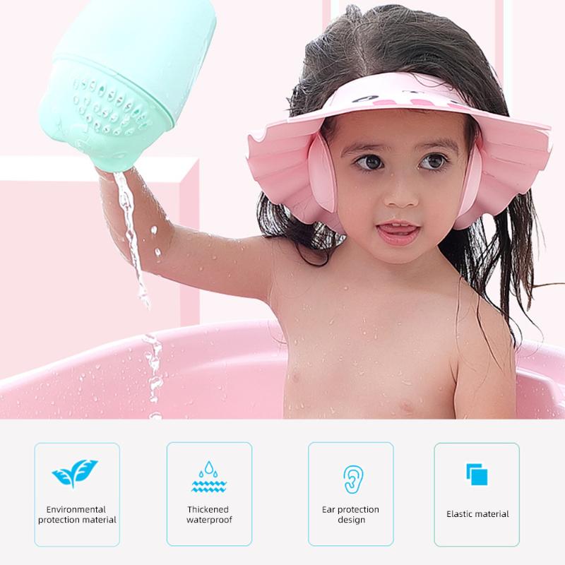 

1pc Baby Shampoo Shower Cap Wash Hair Soft Foam Adjustable Bathing Bath Protect Cap Hat For Baby Children Kids Shampoo Hat