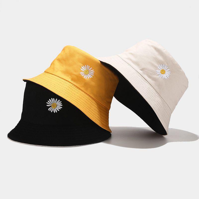

Unisex Women Men Casual Leisure Cute Daisy Pattern Double-Side Summer Outdoor Sun Cap Sunscreen Fisherman Hat Bucket Hat