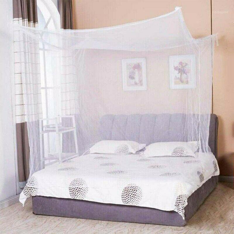 

New Fashion Lace Bed Mosquito Net 4 Corner Post Bed Canopy Princess Full Size Futon Net 190x90x145cm1
