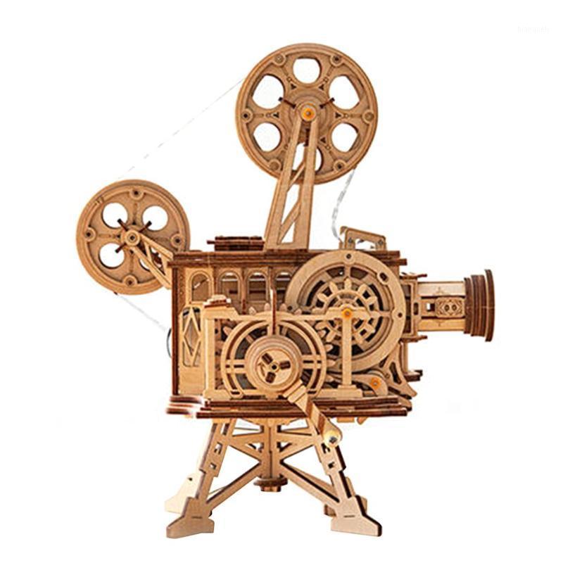 

Hand Crank Diy 3D Film Projector Wooden Model Building Kit Assembly Vitascope Toy Gift for Children Adult1