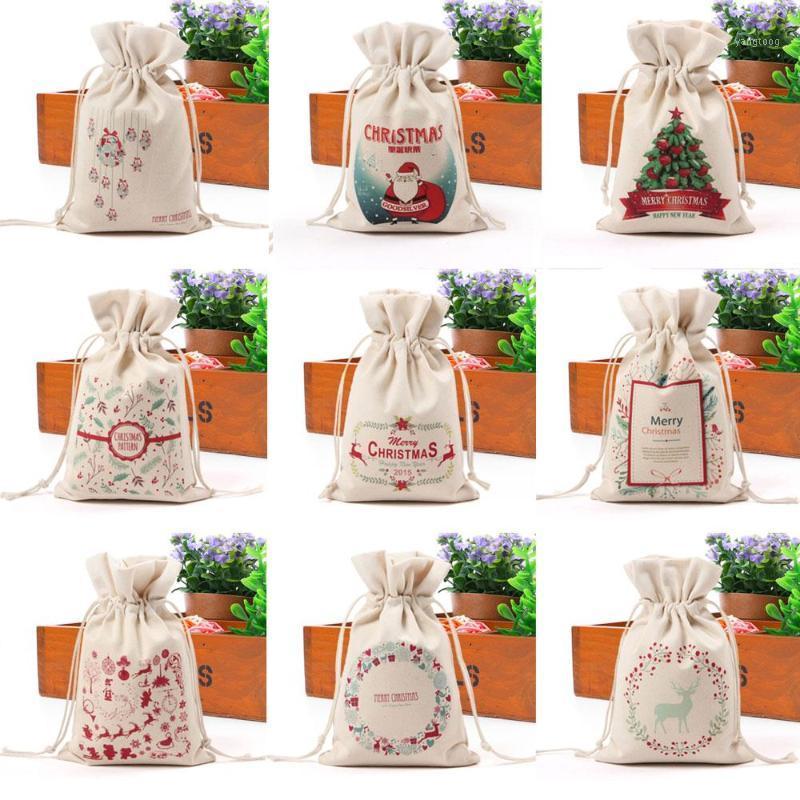 

Gift Bag Candy Bag Canvas Creative Drawstring Christmas Xmas Sack Decoration1