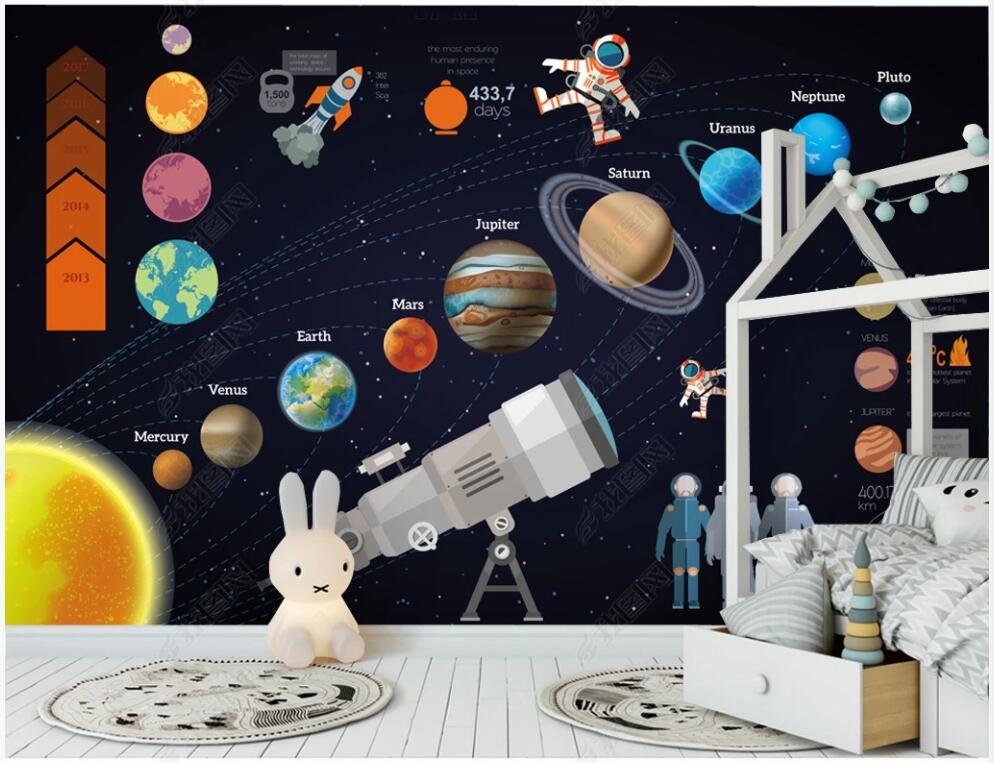 3d wallpaper on the wall custom photo mural HD Space Planet Astronaut Telescope Children's Room home decor in the living room wallpaper for-image-747764069