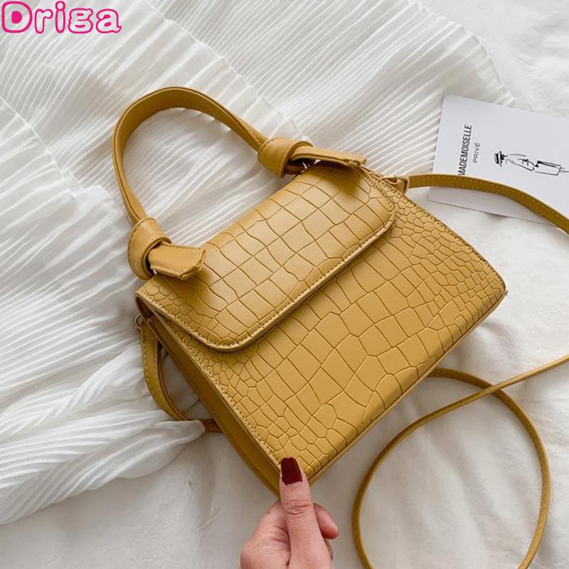 

Driga Leather Crossbody Bags For Women Designer High Quality Handbags Shoulder Bags Mini Squre Purses Corcodile Patten, Black