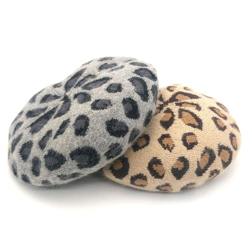 

WZCX Fashion Leopard Autumn Winter Women Beret Keep Warm Casual Tide Hair Knitting Felt Hat Adult Cap, 01