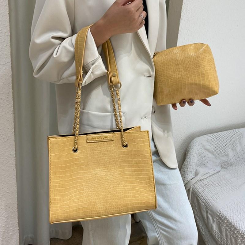 

Big Alligator Pattern Handbag Women 2021 New Fashion Quality Leather Shoulder Crossbody Bags Ladies Large Capacity Composite Bag, Black