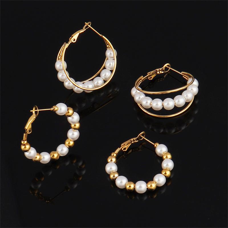 

Earrings Pearl Earrings Gold Stainless Steel For Women 2021 Gold Hoops Pearl Charm