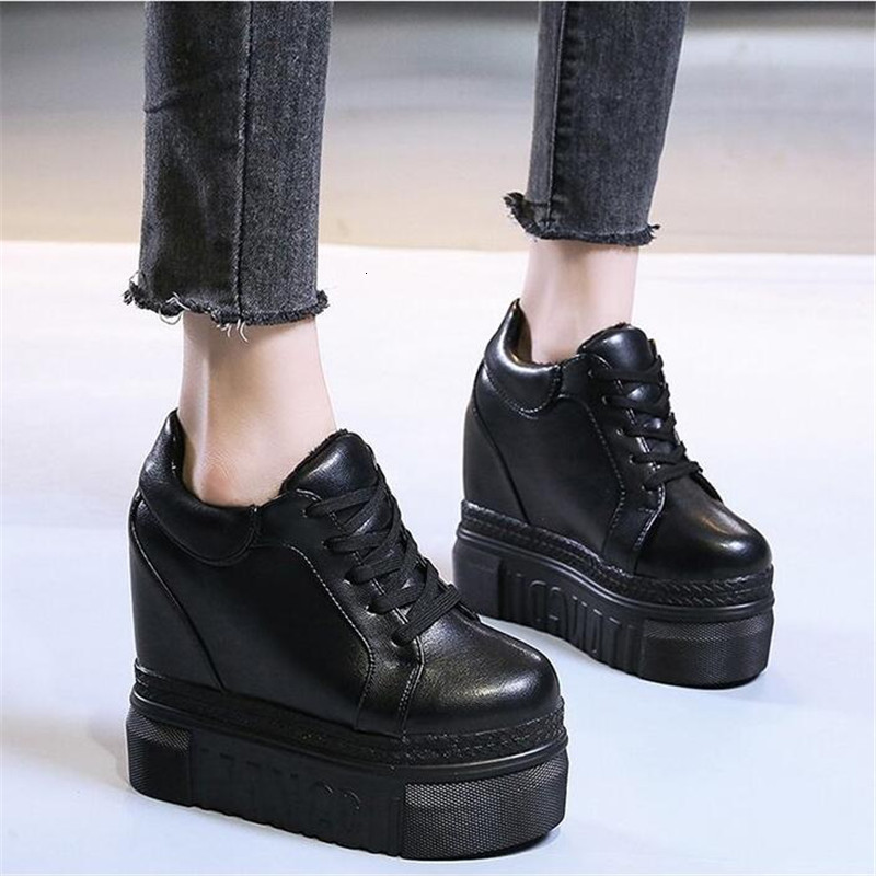 

2021 New Fall Winter High Heels Lady Casual Shoes Women's Warm Internal Raise Boots 12cm White Sneakers FBEP