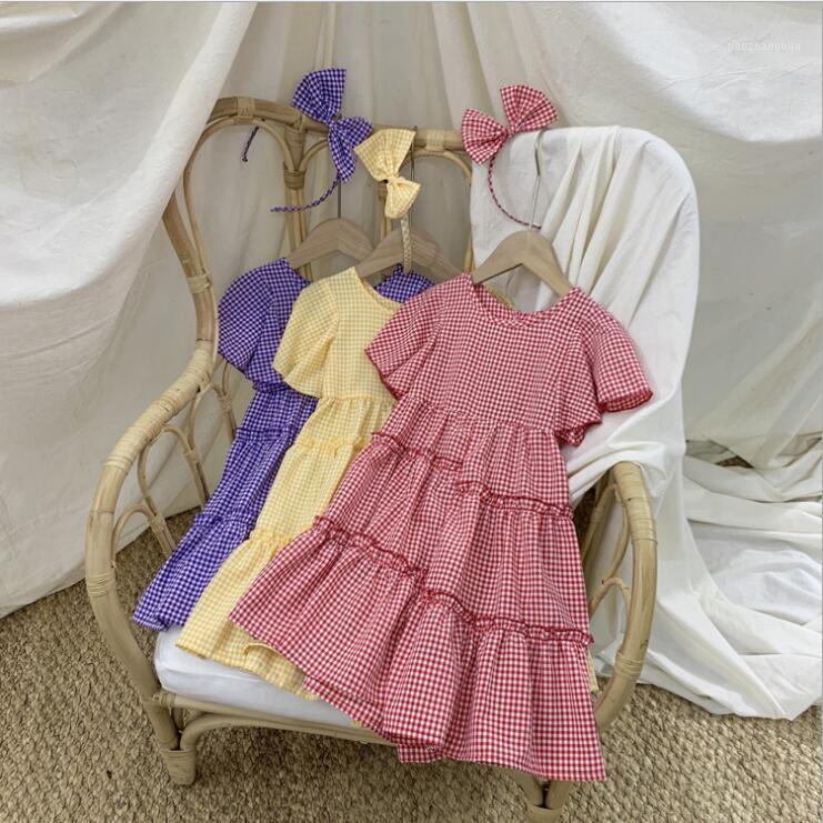 

girls plaid dress wholesale summer baby girl cotton back hollow princess dresses wholesale kids clothes1, Purple