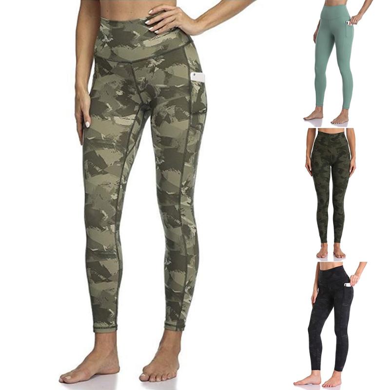 

High Waist Legging Pocket Tummy Control Yoga Pant For Woman Camo Printed Fitness Legging Workout Ultra-Stretch Sweatpants, Black