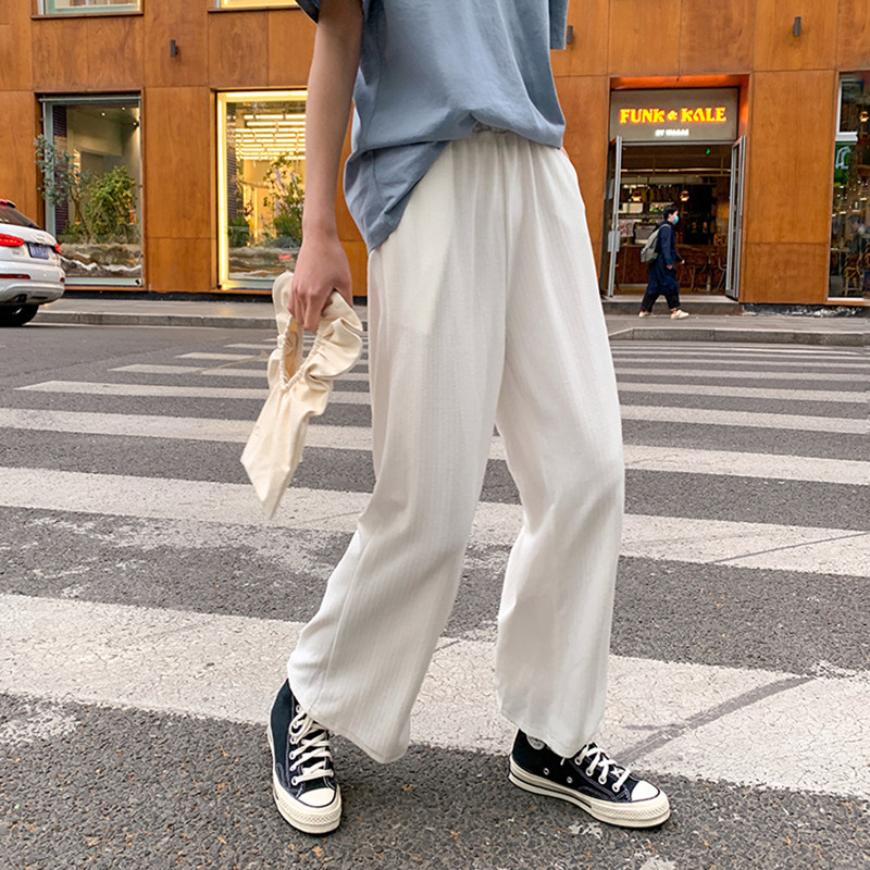 

2021 New color Korean female pants down casual black breeches thin slacks off women's leg (f3962 5GDG, White