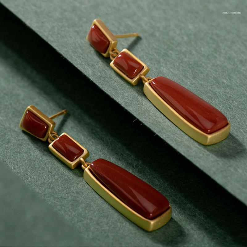 

Uglyless Simple Geometric A bunch of Square Earrings for Women Natural Agate Jade Dangle Earrings Real 925 Silver Brincos Jewel1