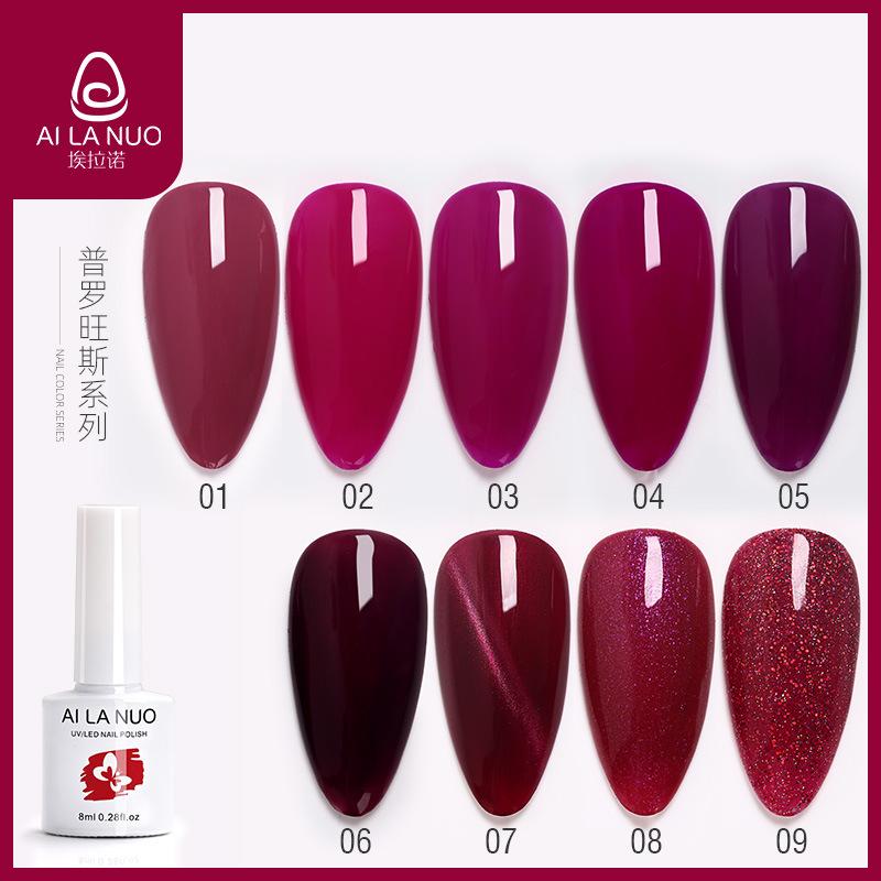 

Nail Gel Varnish 8 Ml Provence Purple Series Gel Polish No Wipe Top Coat UV LED Semi Permanent Vernis Soak Off Nails Art, Red;pink