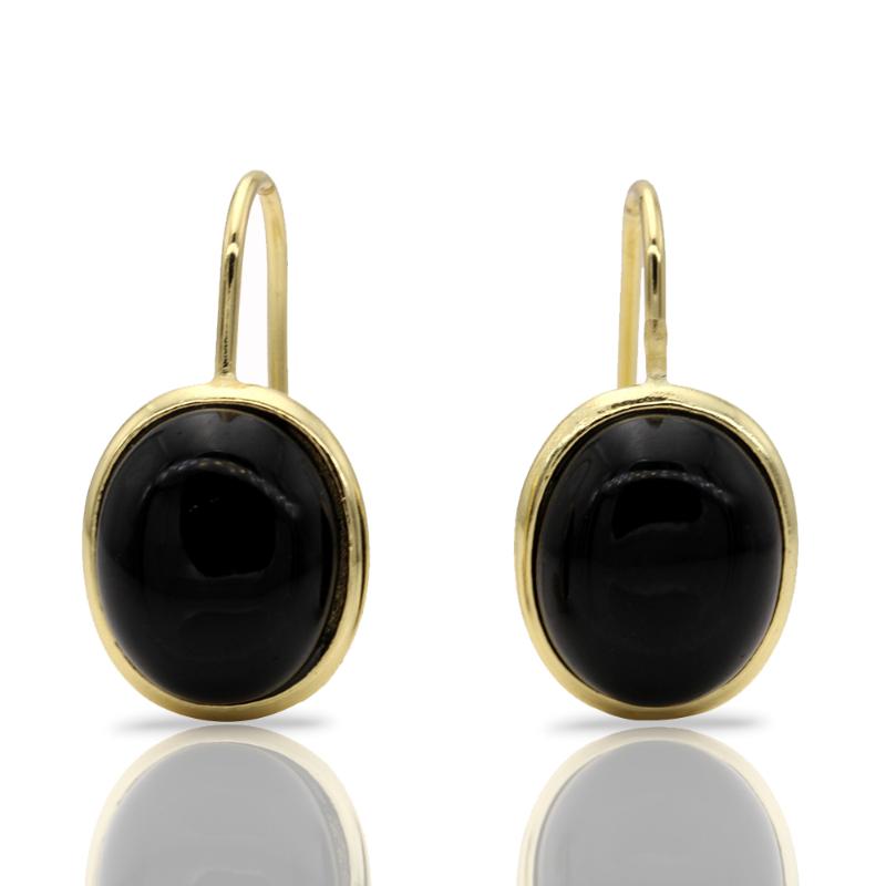 

Best Hot Sale Plated Rose Gold Round Black Stone Silver Long Vintage Statement Earrings For Women Gift E032 Bohemian