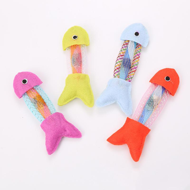 

Cat Hose Spring and Canvas Fish Toy Cat Bouncing Toy Puppy Toys Inflatable Balls Pets Products 14.5cm 1PC