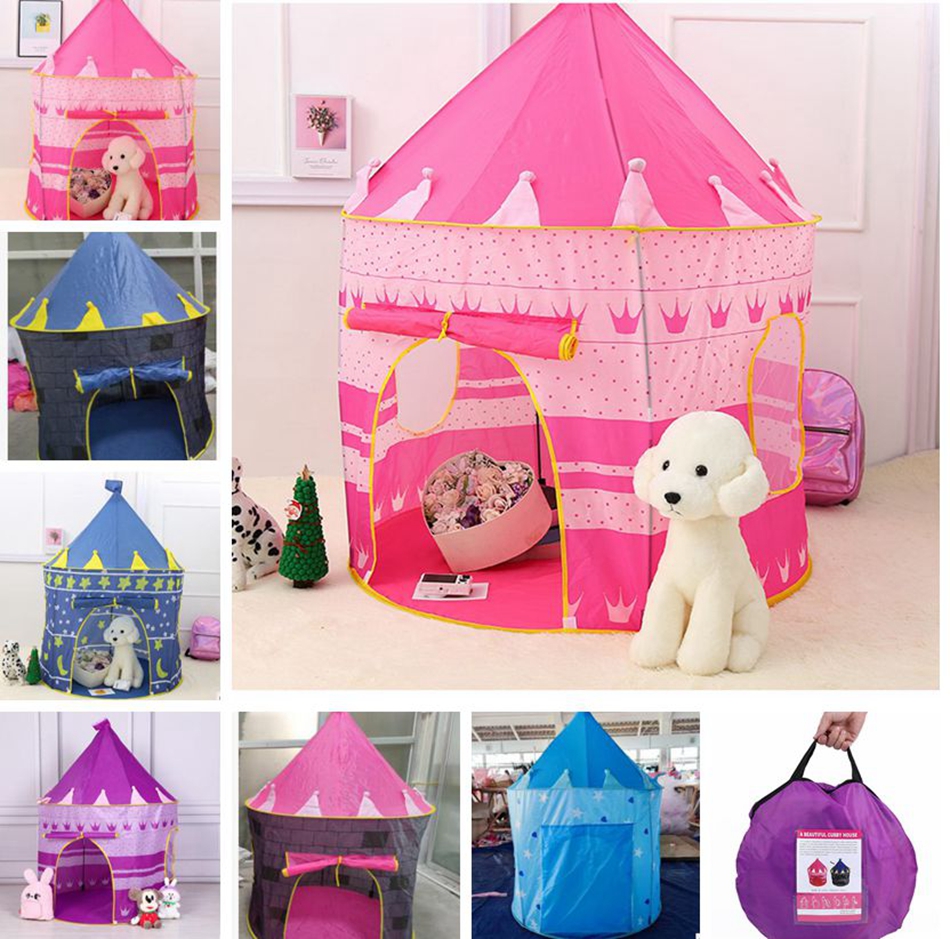 

Kids Toy Tents Children Folding Play House Portable Outdoor Indoor Toy Tent Princess Prince Castle Play House Tent KKA8295