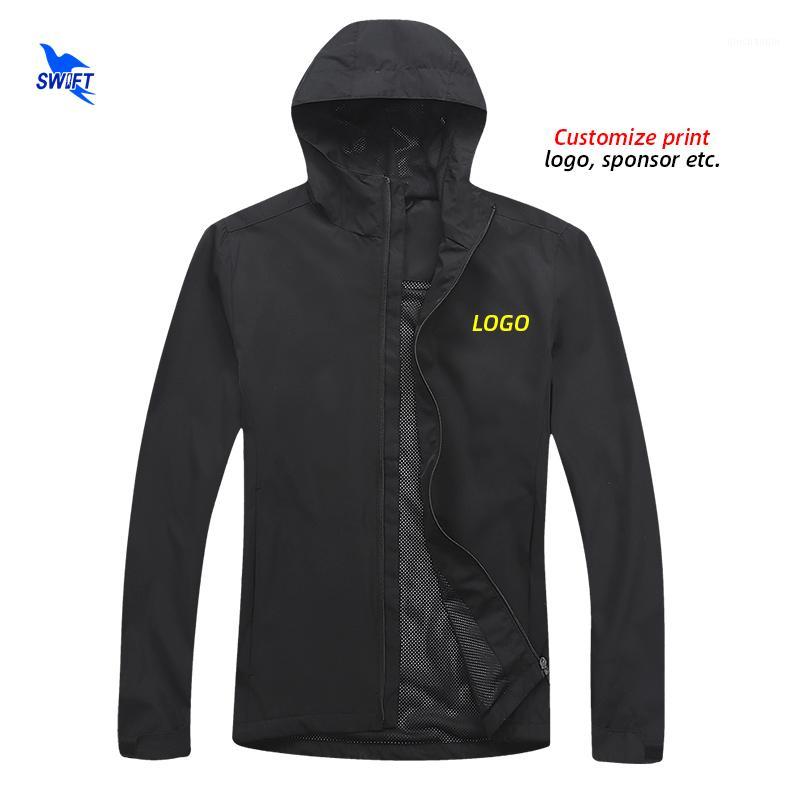 

2020 Autumn Men Waterproof Hooded Hiking Jackets Breathable Quick Dry Outdoor Sportswear Coats Running Cycling Hoodies Customize1, Black