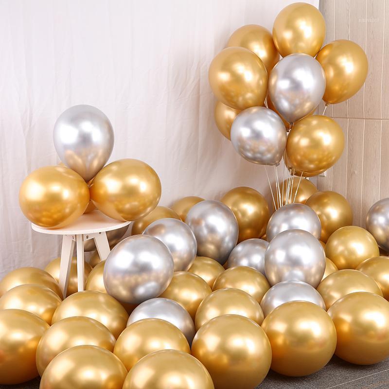 

10-50pcs 10/12Inch metal balloon birthday party latex balloons rock scene decoration gold silver wedding helium baloon1
