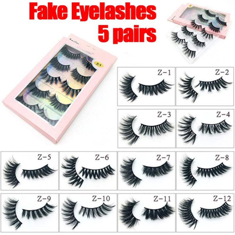 

5 Pairs 15-25mm 3D Faux Mink Hair Cross False Eyelashes Thick Long Eye Lashes Handmade Eye Makeup Beauty Cosmetic Tools