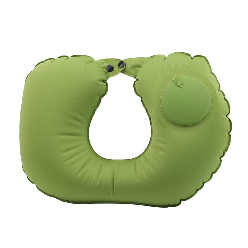 

U-Shape Inflatable Car Pillow Travel Headrest Neck Pillow Portable Push-type Automatic Inflatable Car Air