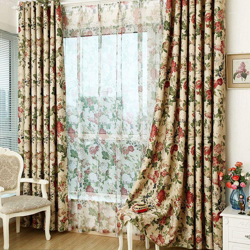 

Blackout Curtains Green Floral Tulle Curtains Fabric Windows for Living Room Drapes Blackout cortinas de sala1