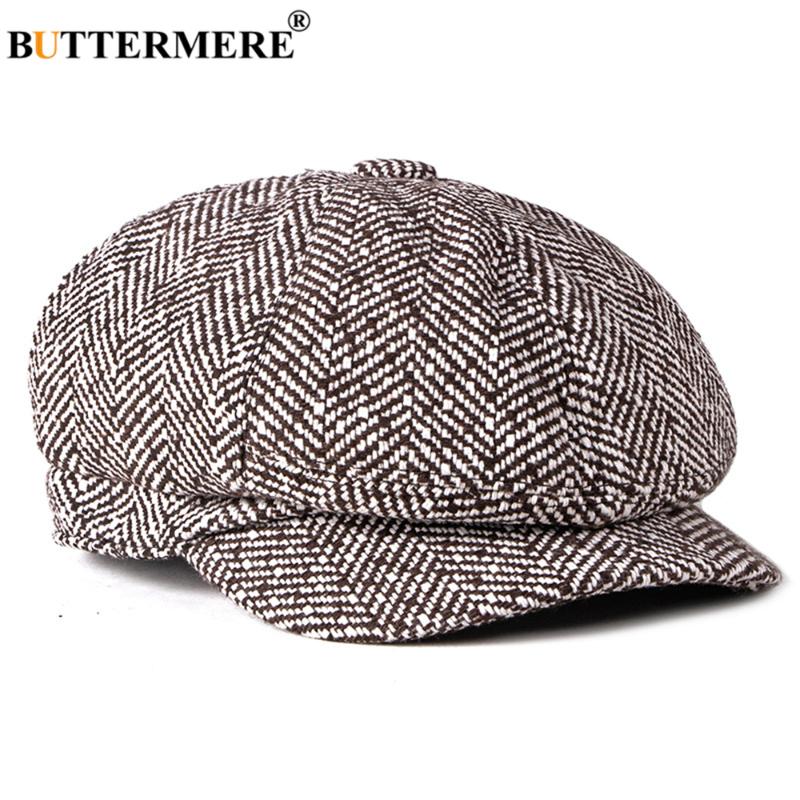 

BUTTERMERE Newsboy Cap for Men Women Cotton Ascot Cap Black White Stiped British Style Casual Octagonal Unisex Flat