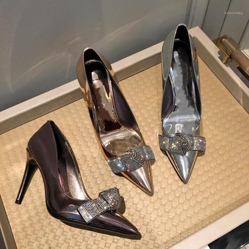 

Hot Sale Zapatos De Mujer Shoes Woman Leather Sole Pumps High Heels Pointed Toes Pumps Crystal Butterfly Party Shoes Woman1, As pic