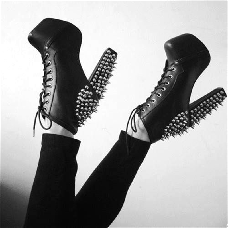

Chunky Tie to Ladies'heels Ankle Black Leather Points Back Feminine Platform Spring-style Boots Pxih, Red