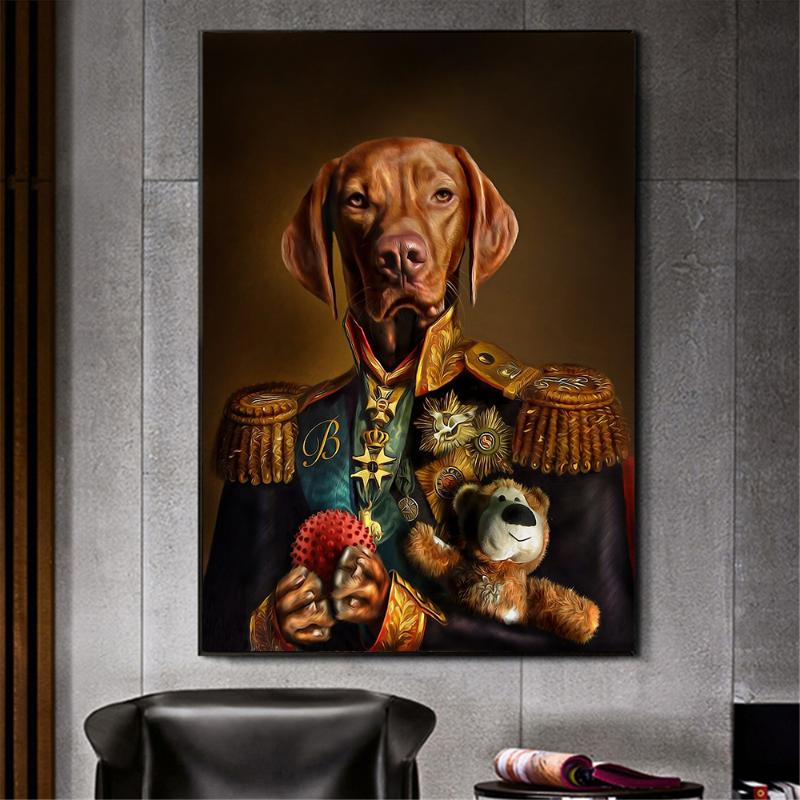 

Dog in Uniform Canvas Paintings on the Wall Art Posters And Prints Classical Animals Dog General Art Pictures Cuadros