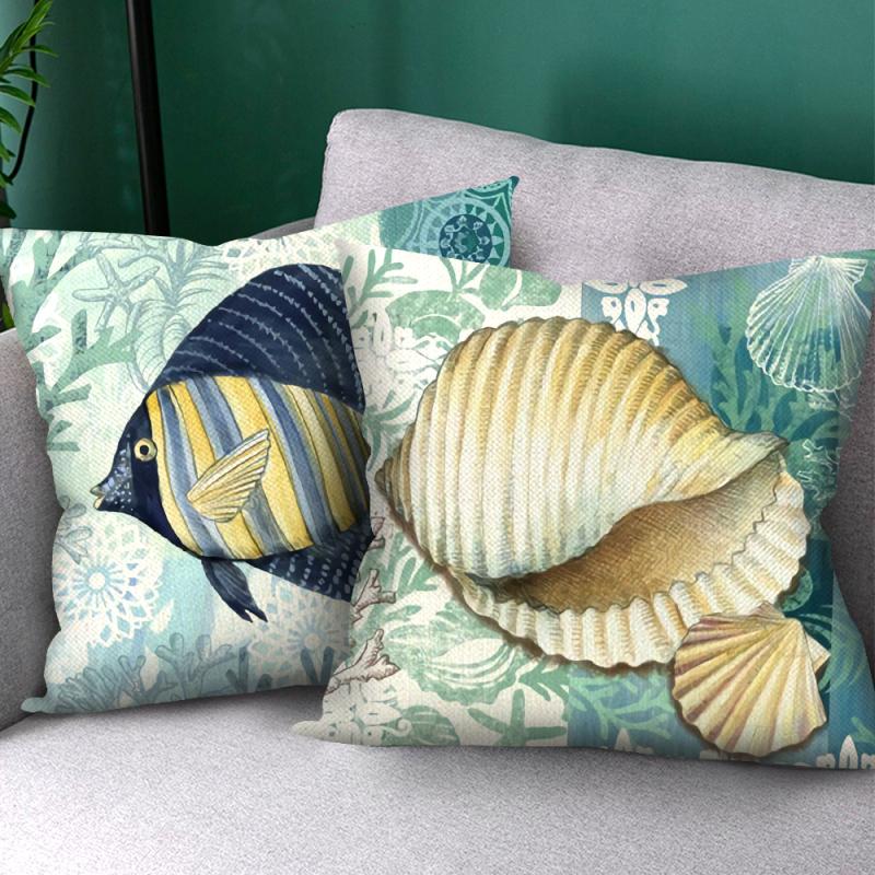 

Fuwatacchi Marine Life Photo Cushion Cover Ocean Conch Fishes Print Throw Pillow Covers for Home Sofa Decor Pillowcases 45x45cm, Pcan001807yms