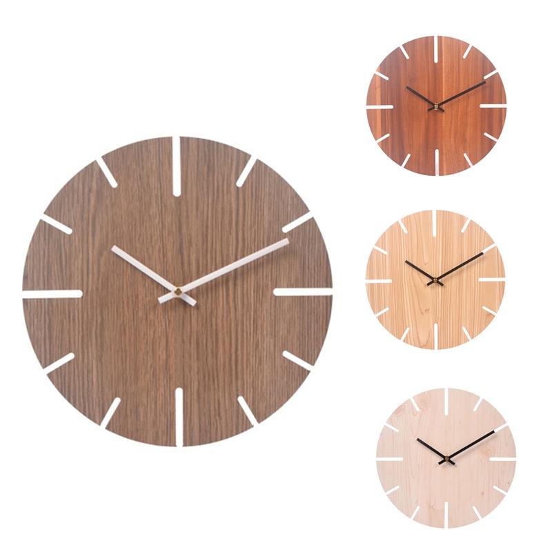 

Nordic Style Retro Wall Clock Living Room Simple Solid Wood Quiet Creative Watch Clocks Home Design Corridor