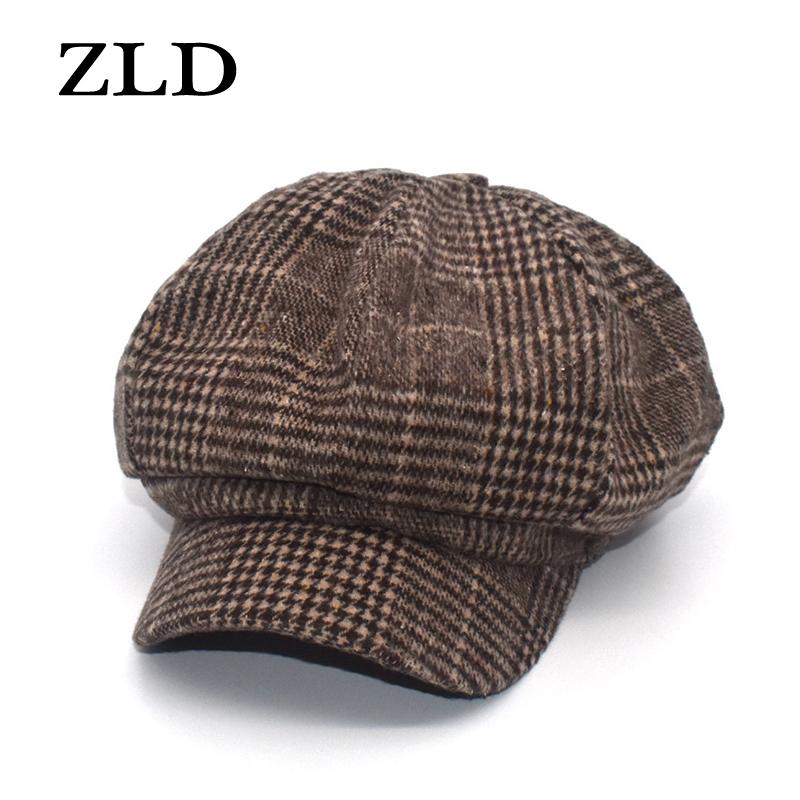 

ZLD New men women casual Autumn Winter hats retro ladies Berets hat wild fashion caps unisex classice octagonal cap Painter hat