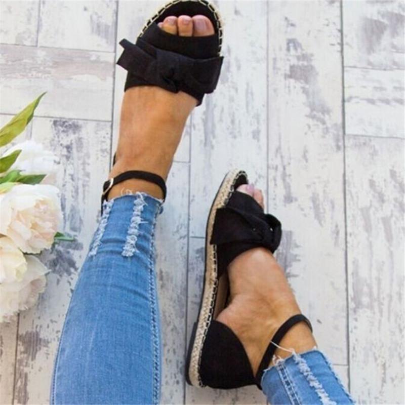 

Womens Sandals Plus Size 35-43 Flats Sandals For 2021 Summer Shoes Woman Peep Toe Casual Shoes Low Heels Sandalias Mujer Black