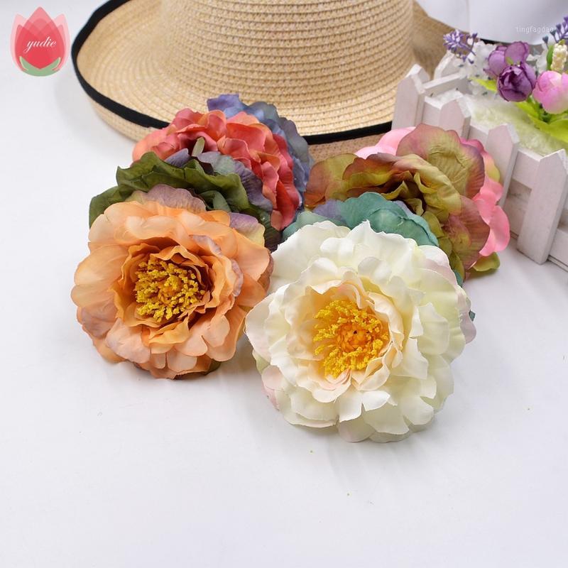 

2pcs Big 9cm Silk Artificial Peony Flowers Head For Wedding Home Room Decoration DIY Scrapbooking Handmade Wreath Hats Flowers1, Blue