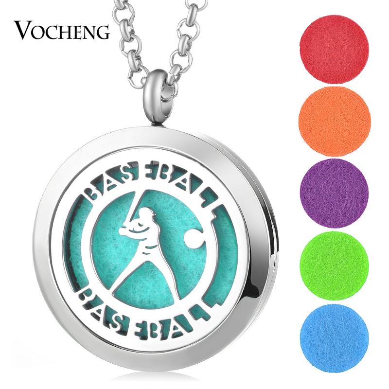 

10pcs/lot 30mm 316L Stainless Steel Perfume Locket Jewelry Pendant Baseball Magnetic Locket with Felt Pads VA-412*10
