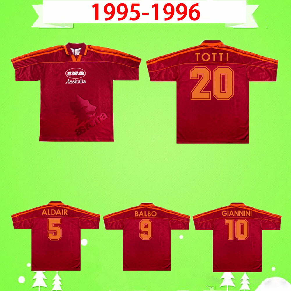 

ROMA Retro soccer jersey 1995 1996 vintage Camiseta 95 96 home Classic football shirt TOTTI ALDAIR BALBO GIANNINI MORIERO Maillot de foot, Black;yellow