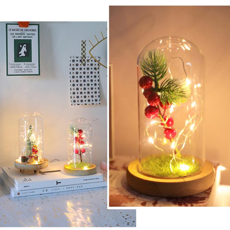 

Christmas Decoration LED Lights Christmas Tree Table Lights Pine Cone Needles Fairy Snowflake Red Berry Room Decoration