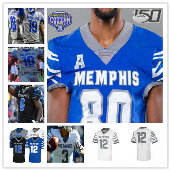 

Custom 2021 NCAA Football Memphi Tigers Jersey Brady White Damonte Coxie Asa Martin Sean Dykes Tyrez Lindsey Joseph Dorceus Morris Joseph, Men grey