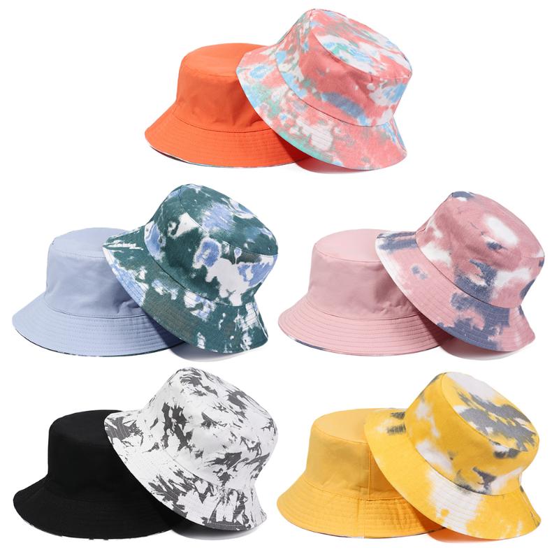 

1Pc New Fashion Double-Sided Rainbow Bucket Hat Cotton Foldable Fisherman Cap Women Men Outdoor Sunscreen Hip Hop Casual Hats, Blue