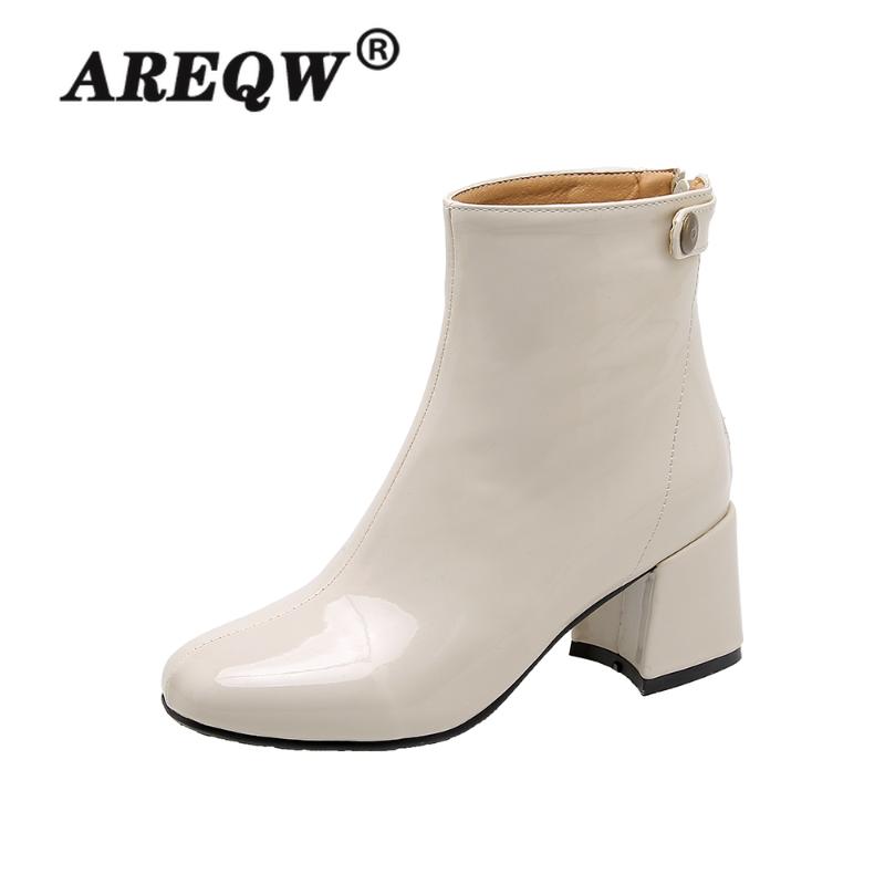 

Genuine Leather Winter Boots Women 2021 Fall Platform Chunky Heels Shoes for Women Party Working Fashion Ankle Boots, Black