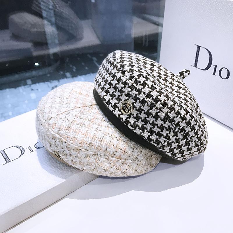 

Berets Brand Beret Female British Retro Octagonal Hat Fashion Weaving Hats Sboy Caps Sun High Quality Wool, White