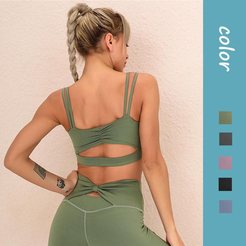 

Beauty Back Fitness Bras Push Up Sports Crop Tops Backless Yoga Clothing Gym Training Sports Bras Women Soft Yoga Bra Tops, Black