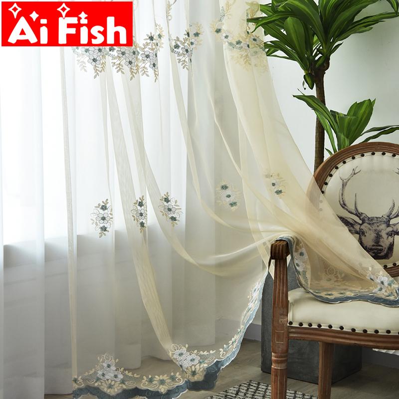 

Luxury embroidered floral lace tulle curtain for window curtains for living room the bedroom pastoral tulles kitchen wp448#5, Pink