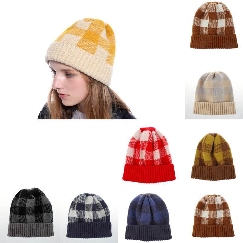 

Winter Beanie Hat Women Knitted Warm Winter Hats For Women Casual Cuffed Beanies Bonnet Thick Warm Hats Plaid Caps Outdoor1, Black