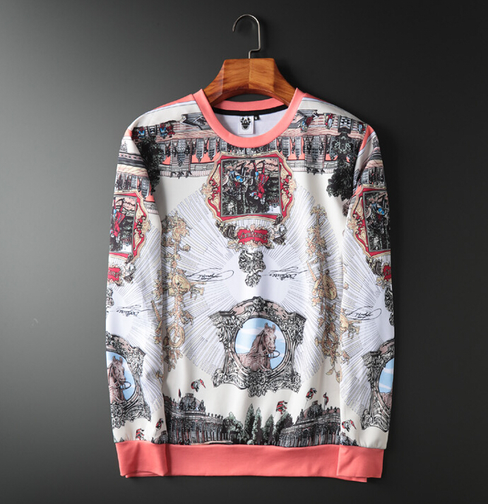

Sweat Shirt Male Spring and British Design Around the Neck Men Long Hoodies Autumn Printed Pullover Upeo, The shown